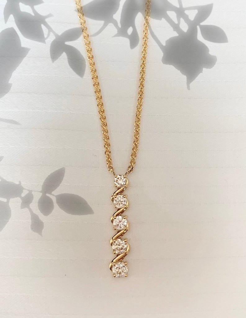 Embark on a journey of significance with our Journey Pendant. Each stone marks a milestone, a tale told in sparkling beauty. 🌟📿 Wear your story with pride. #JourneyPendant #MeaningfulAdornments #WearableMemories